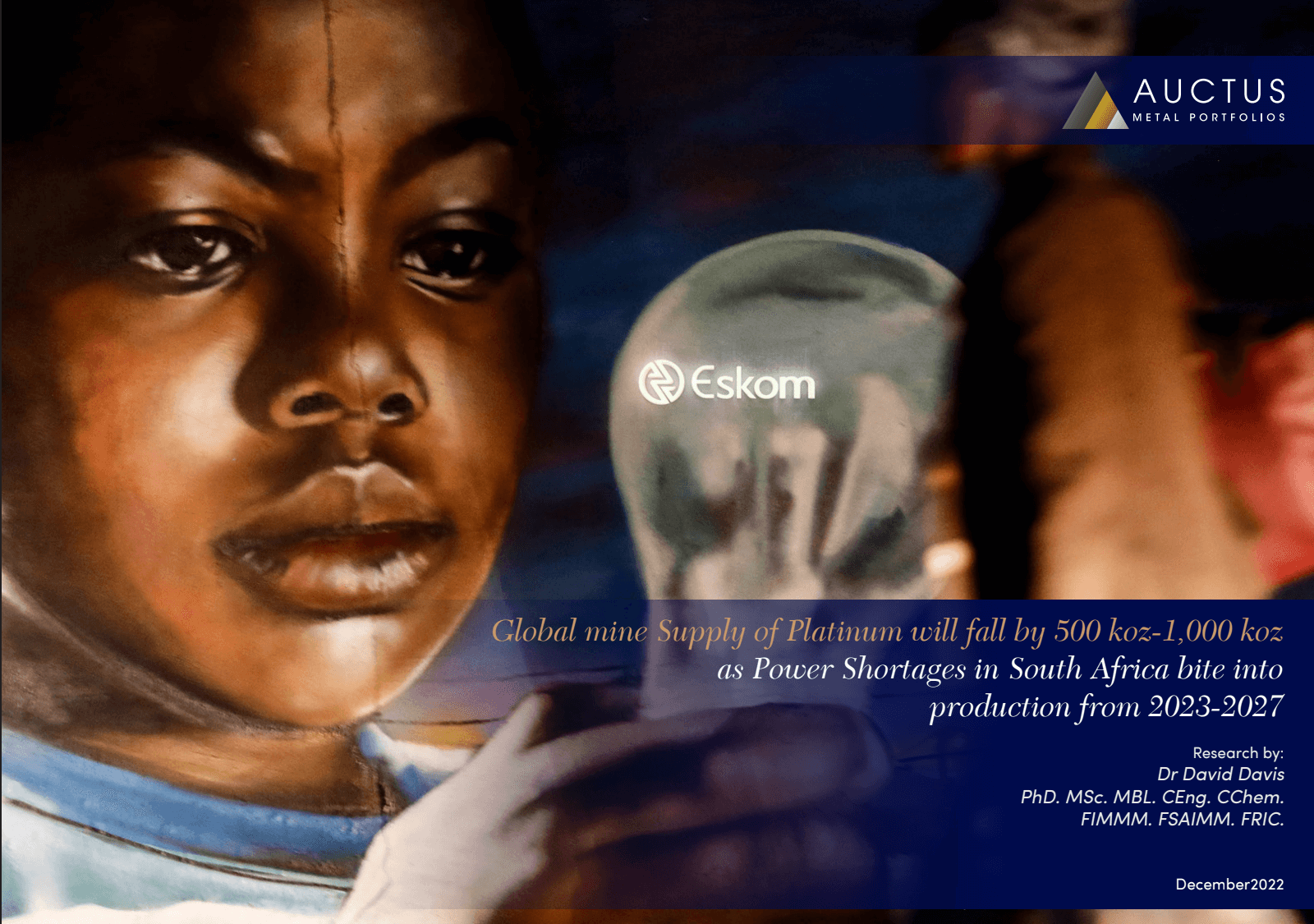 Global mine supply of Platinum will fall by 500KOZ - 1000KOZ as power shortage bite into production from 2023-2027